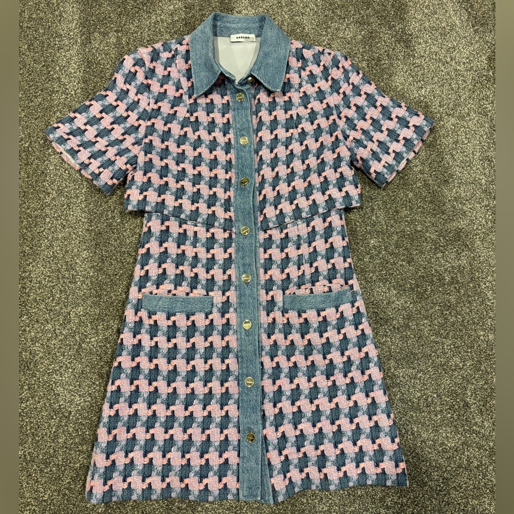 Sandro Amadora dress houndstooth pattern 
France size 36 fits like 0 / XS